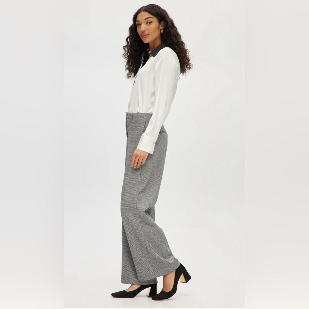 Hilary Radley Black off White High Waisted Straight Leg Knit Pants NWOT - Picture 2 of 4